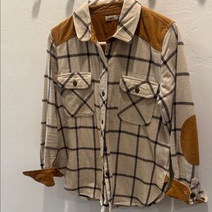 Faherty Plaid Button-Up Shirt with Elbow Patches